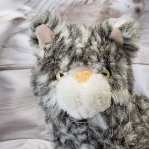 Vintage Royal Plush Gray White Marled Spotted Kitty Cat Plush 12 Inch Stuffed
